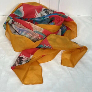 Unique Orange Fish themed Scarf - hints of blue & coral - made in Italy